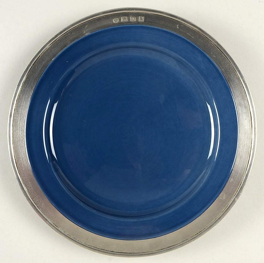 Convivio Blue Salad Dessert Plate with Pewter Rim by Match Pewter-1