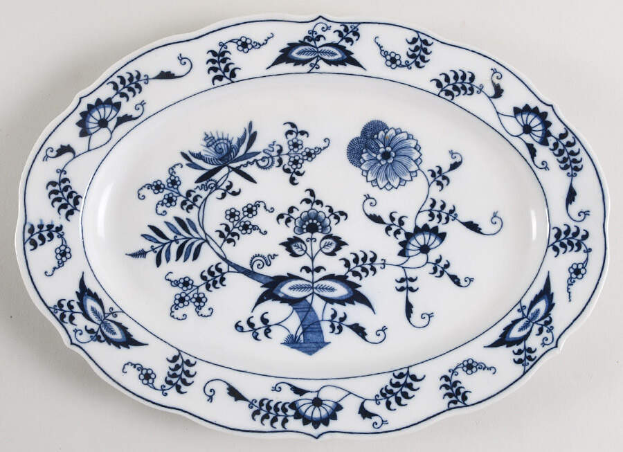 Blue Danube (Blue Design) 12" Oval Serving Platter by Mascot (Japan)-1