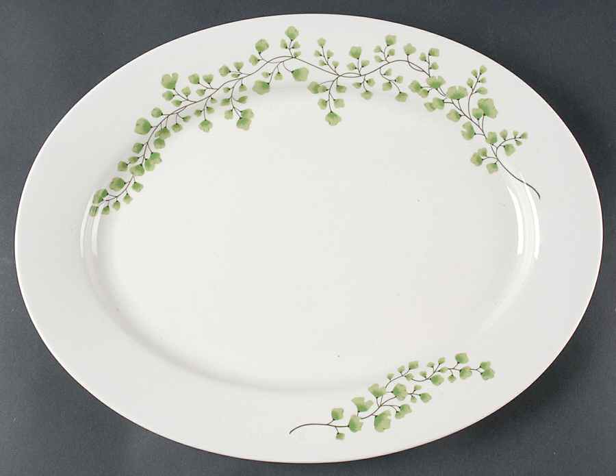 Maidenhair Fern Green 16" Oval Serving Platter by Martha Stewart-1