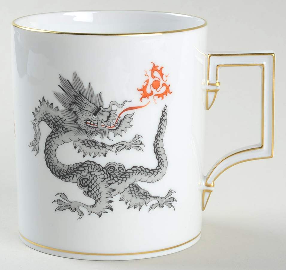 Ming Dragon Black (Ornate, No Band Border Mug by Meissen (Germany)-1