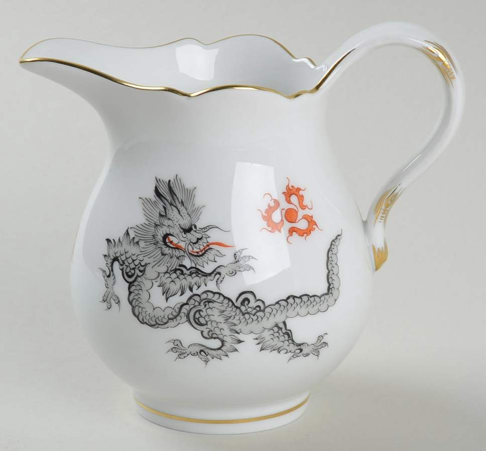 Ming Dragon Black (Ornate, No Band Border Creamer by Meissen (Germany)-1
