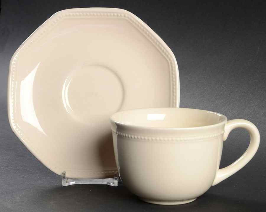 MTW12 Ivory Flat Cup & Saucer Set by Martha Stewart-1