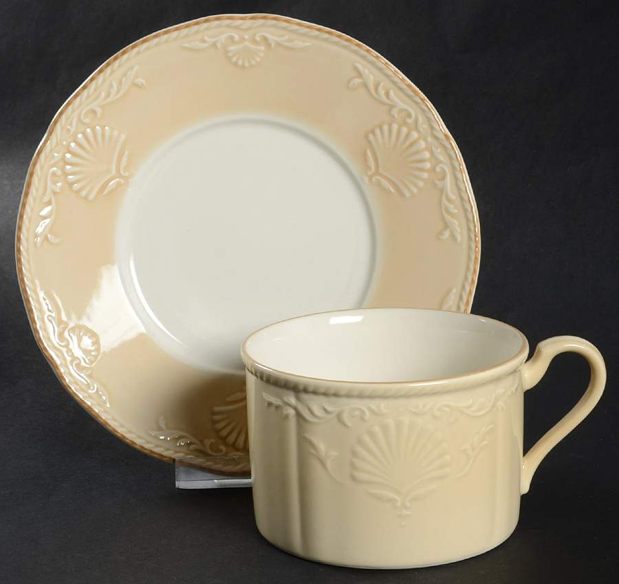 South Hampton Beige Flat Cup & Saucer Set by Mikasa-1