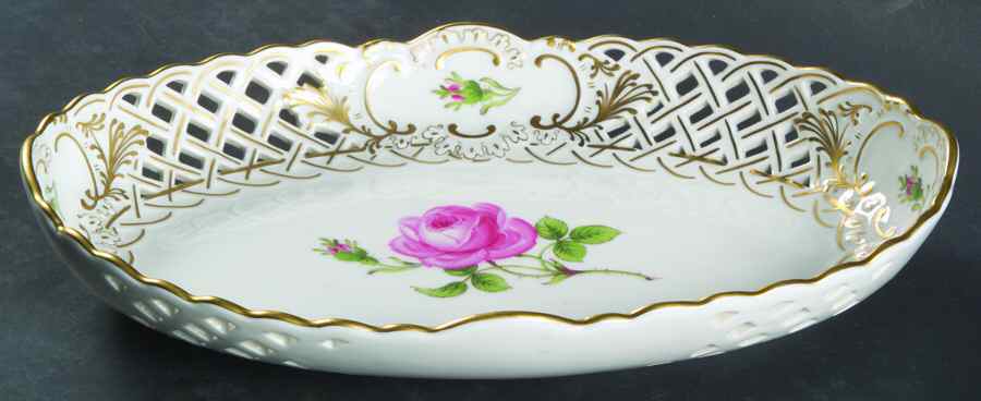 MSS141 9" Pierced Oval Bowl by Meissen (Germany)-1
