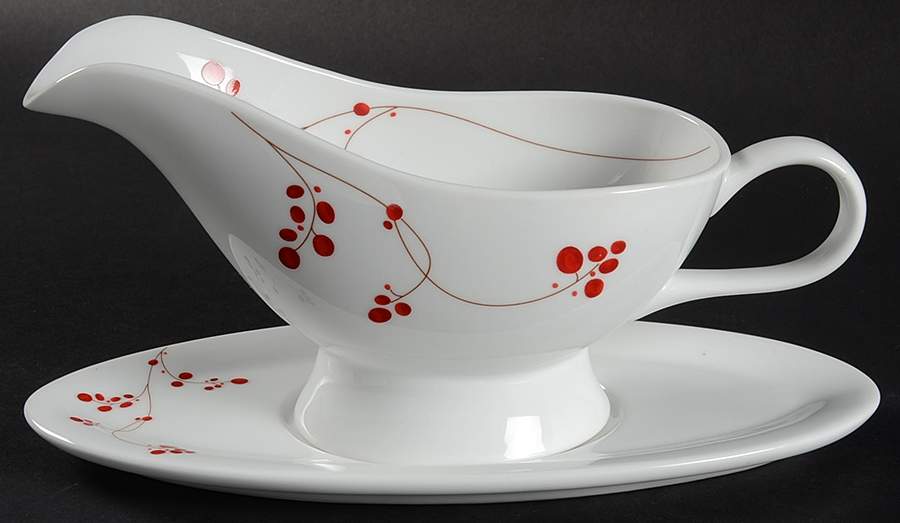 Red Berries Gravy Boat & Underplate by Mikasa-1