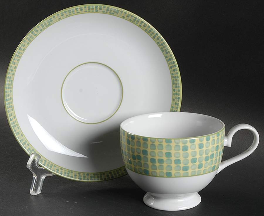 Garden Toscana Mosaic Footed Cup & Saucer Set by Mikasa-1