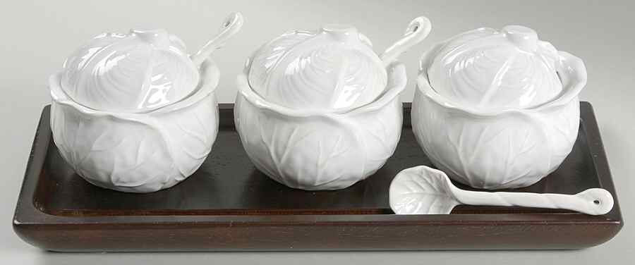 Spring Countryside Condiment Set-10pc (3 Jars W/Lid& Spns & Wood Tray by Mikasa-1