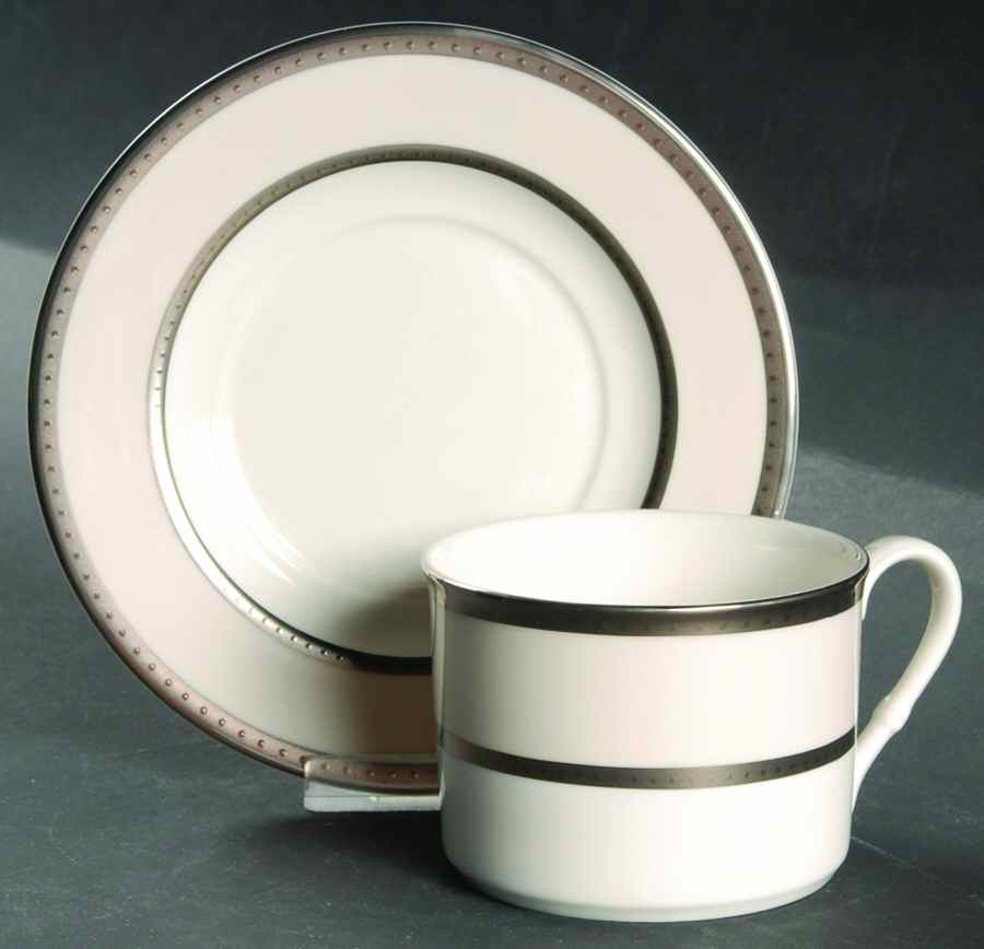 Sophia Ivory Flat Cup & Saucer Set by Mikasa-1