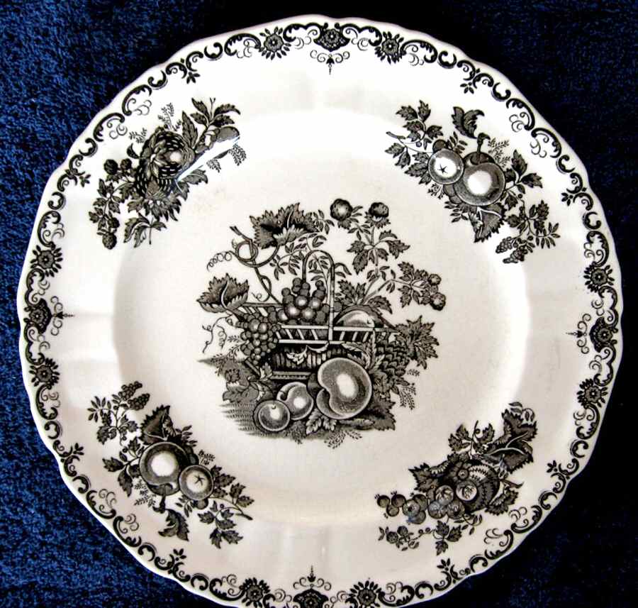 Fruit Basket Black Dinner Plate by Mason's-1