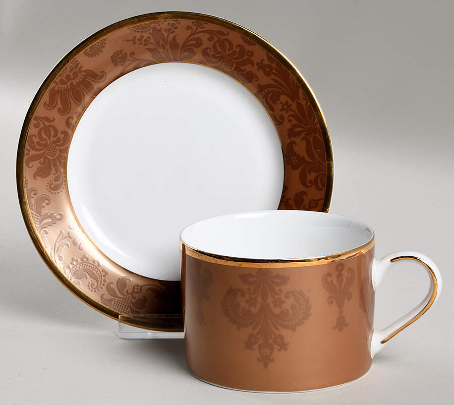 Damask Copper Flat Cup & Saucer Set by Mikasa-1