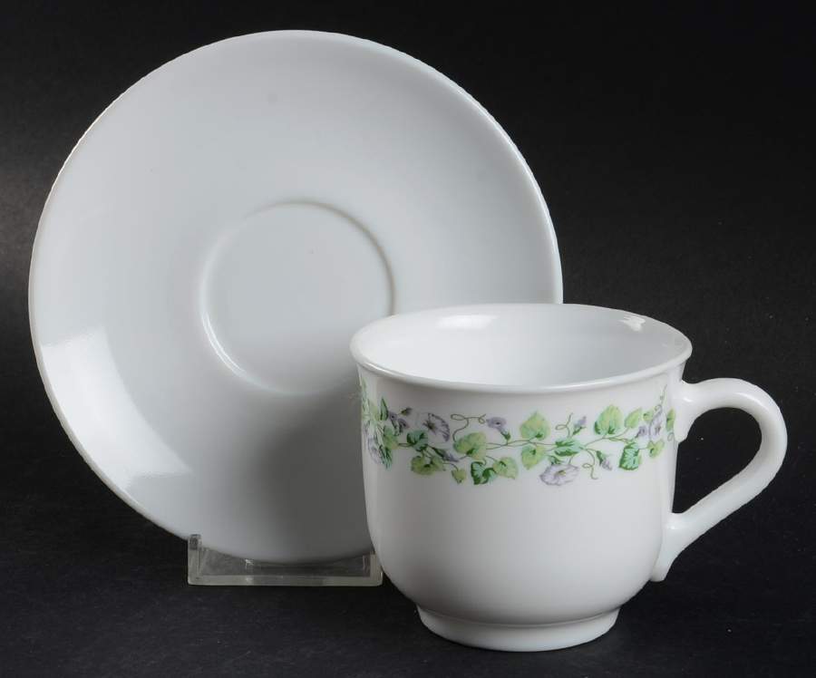 Morning Glory Flat Cup & Saucer Set by Martha Stewart-1