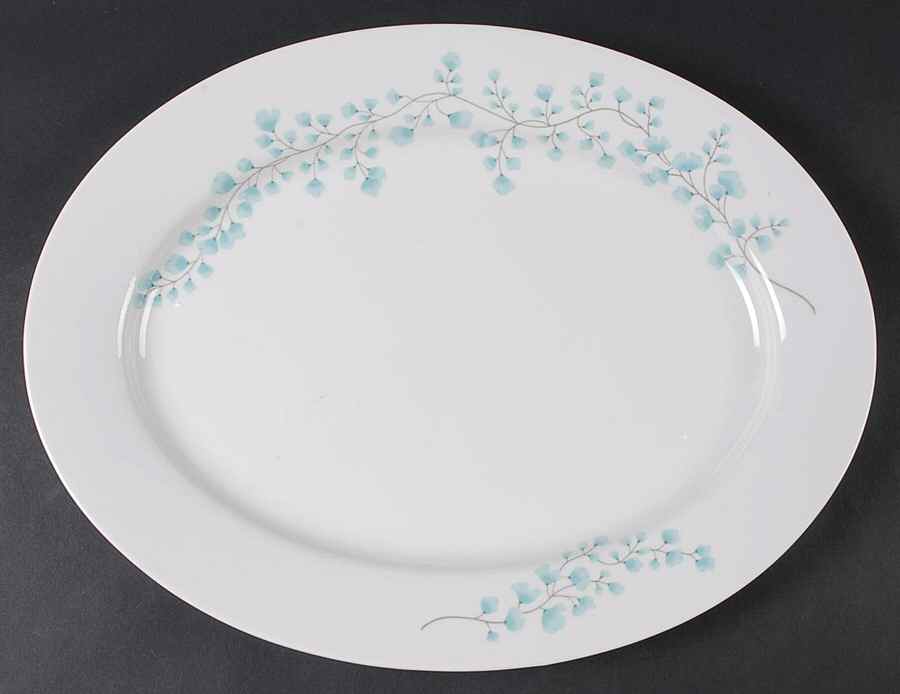 Maidenhair Fern Blue 16" Oval Serving Platter by Martha Stewart-1