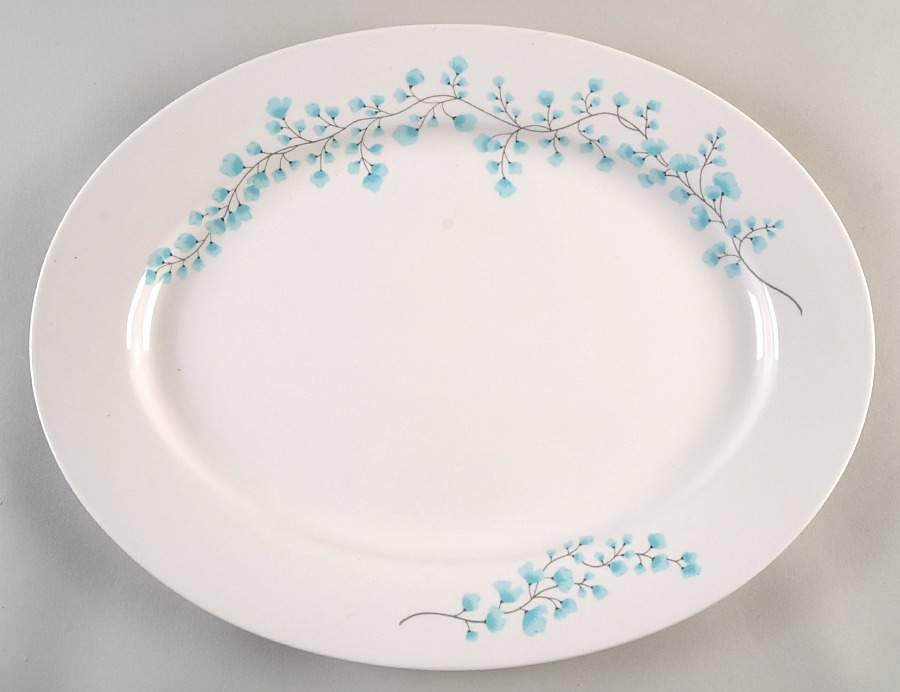 Maidenhair Fern Blue 16" Oval Serving Platter by Martha Stewart-1