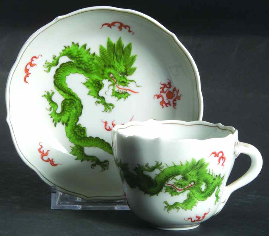 K44g Flat Demitasse Cup & Saucer Set by Meissen (Germany)-1
