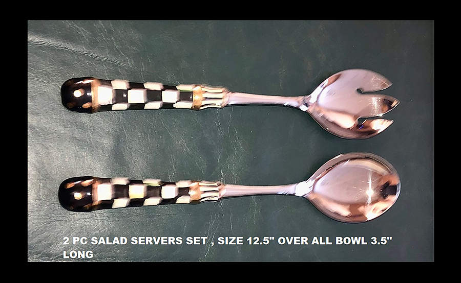 Courtly Check (2 Piece) Salad Set with Stainless Bowl by MacKenzie-Childs-1