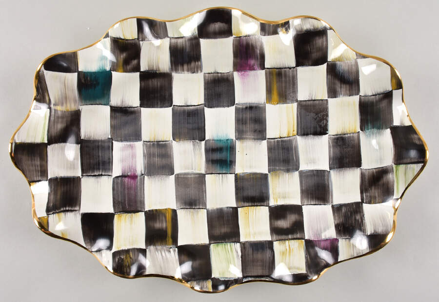 Courtly Check 22" Oval Serving Platter by MacKenzie-Childs-1