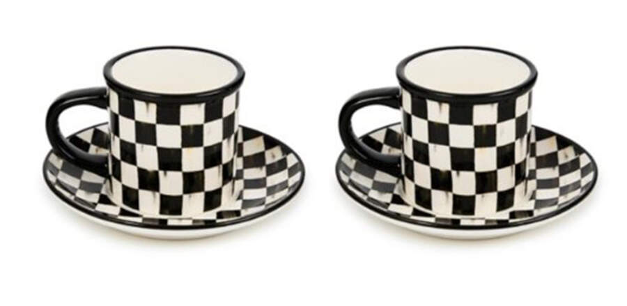 Courtly Check Espresso Cup & Saucer Set - Set of 2 by MacKenzie-Childs-1