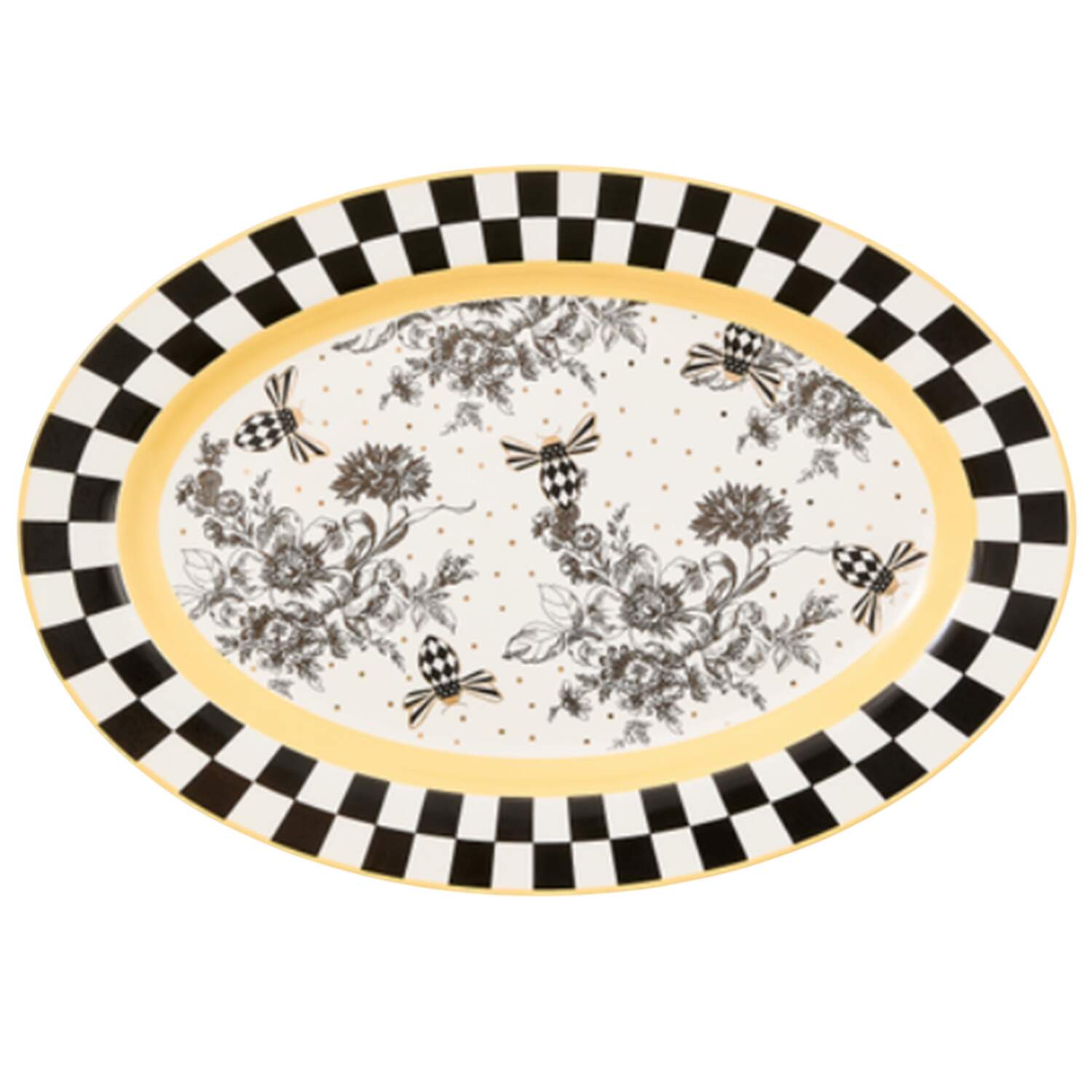 Courtly Check 13" Oval Serving Platter by MacKenzie-Childs-1