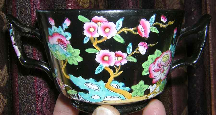 Black Chinese Sugar Bowl No Lid by Mason's-1