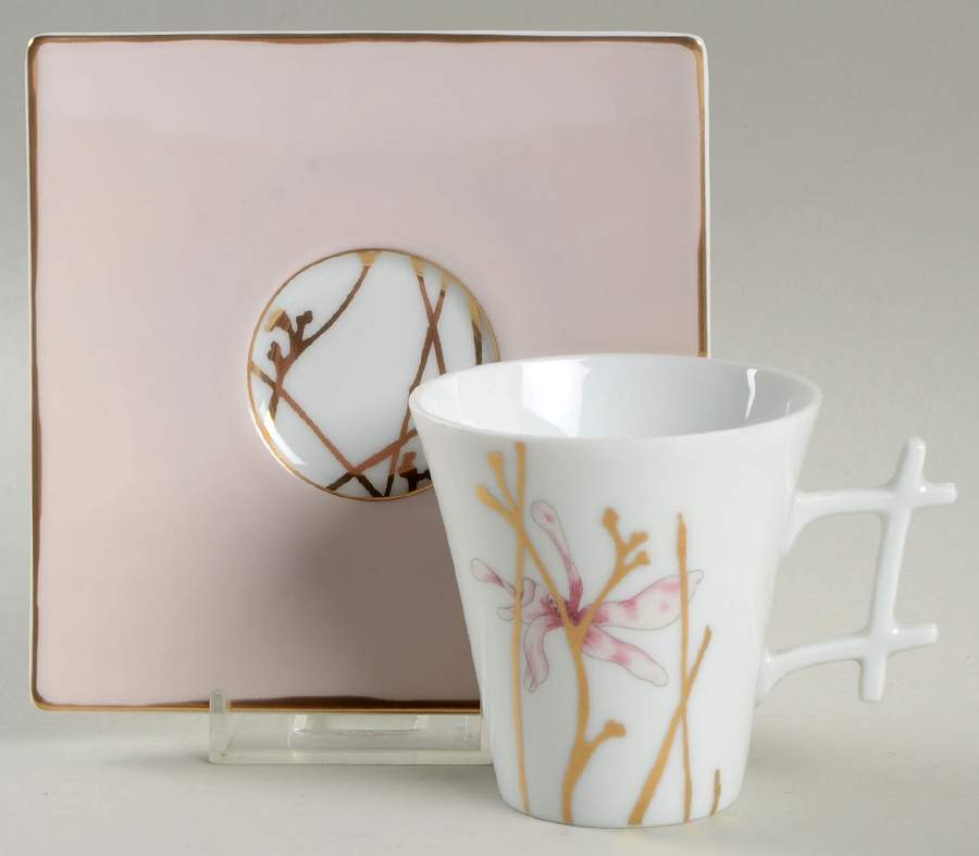 Amour En Cage (Oxygene Shape) Flat Demitasse Cup & Saucer Set by Medard de Noblat-1