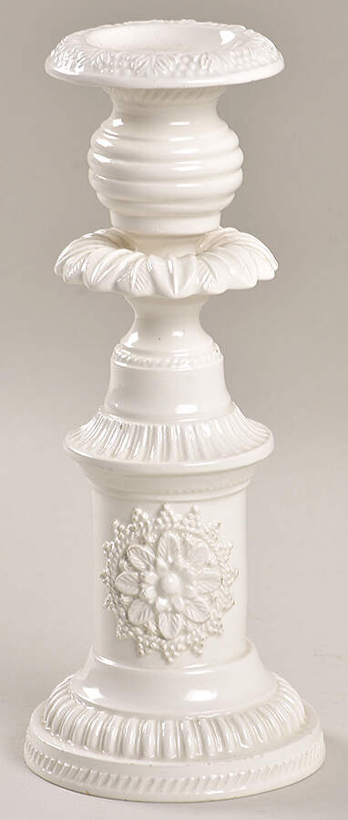 Creamware 6" Candlestick by Mottahedeh-1