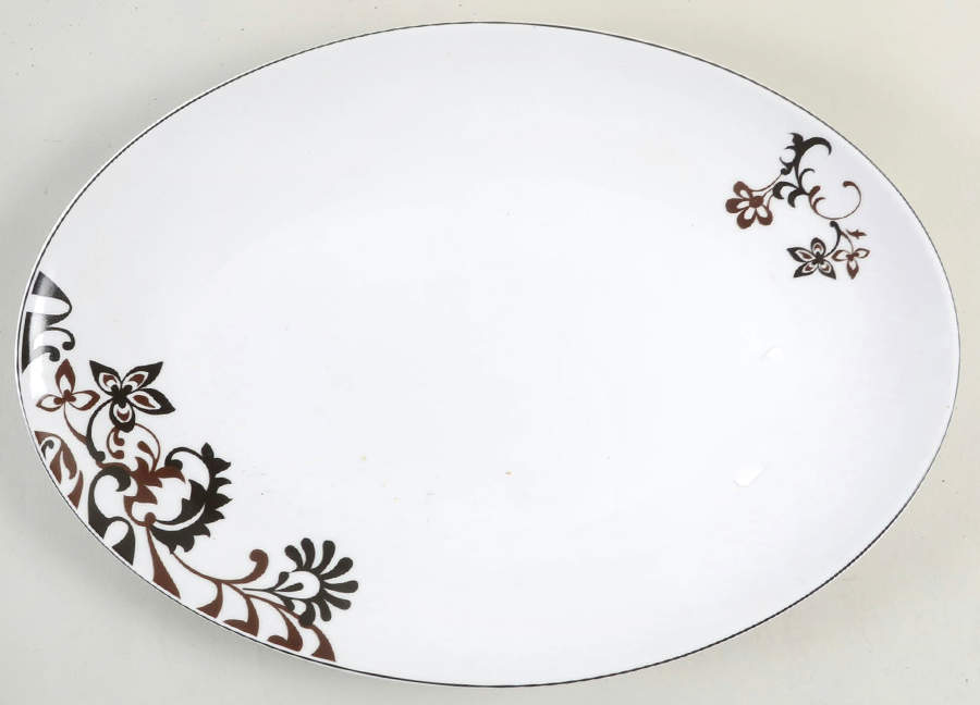 Chocolate Swirl 14" Oval Serving Platter by Mikasa-1