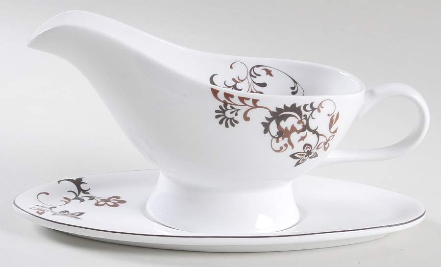 Chocolate Swirl Gravy Boat & Underplate by Mikasa-1