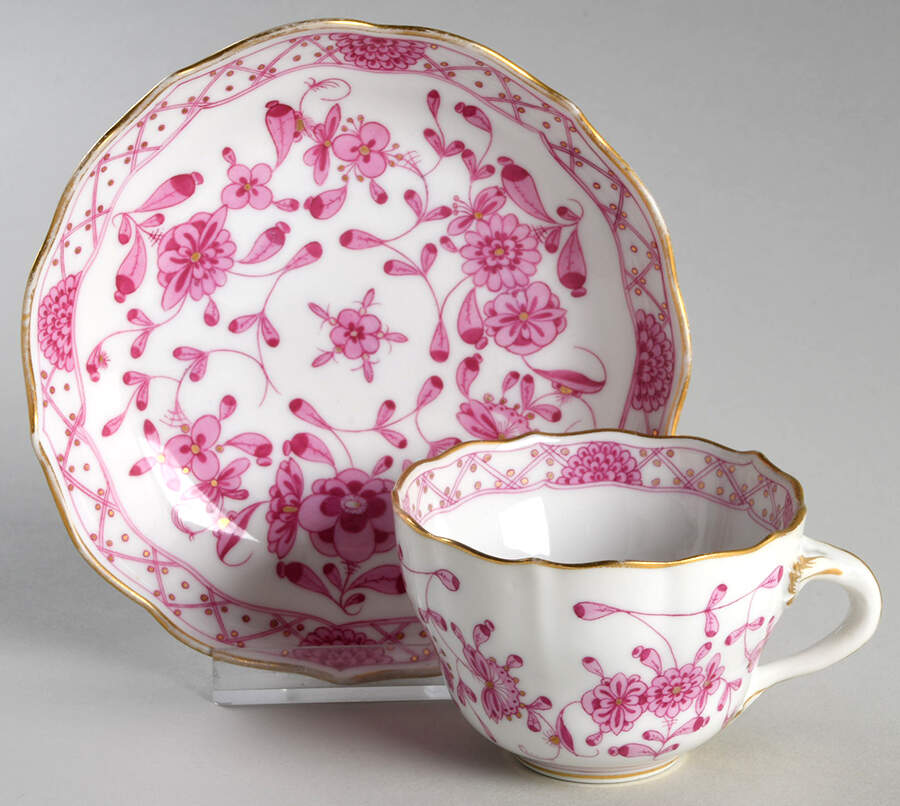 Indian Flat Demitasse Cup & Saucer Set by Meissen (Germany)-1