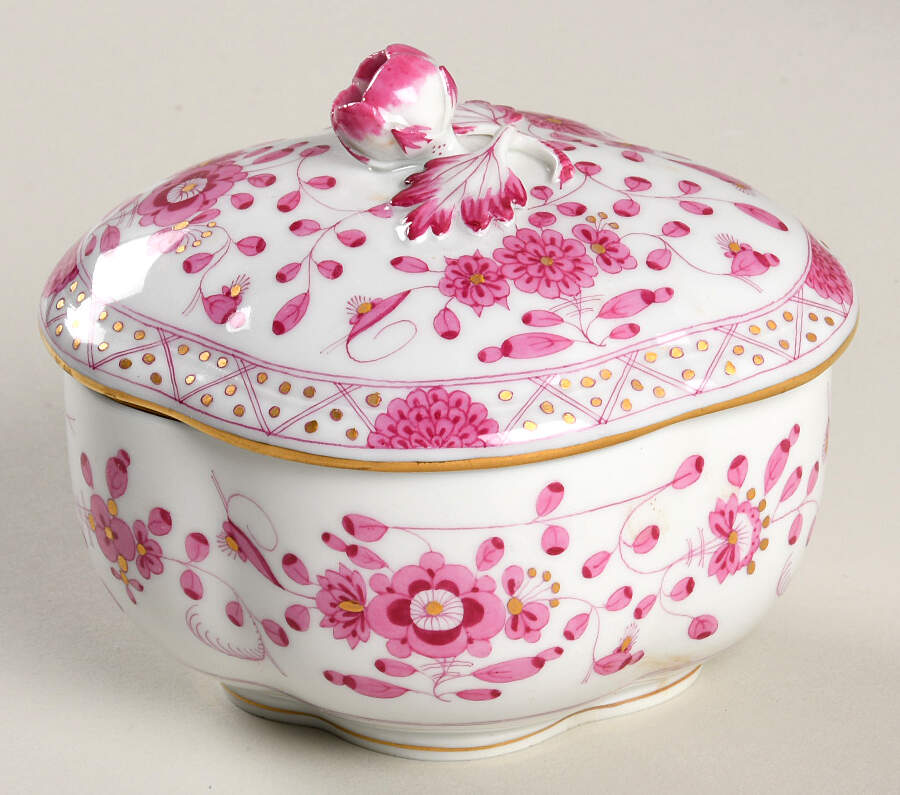 Indian Sugar Bowl & Lid by Meissen (Germany)-1