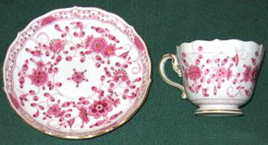 Indian Footed Cup & Saucer Set by Meissen (Germany)-1