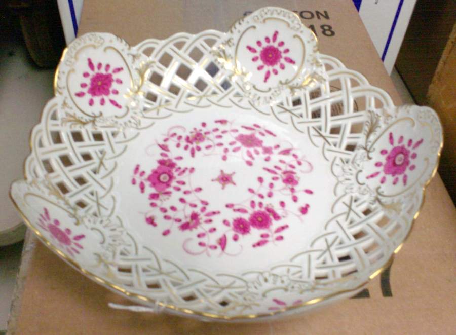Indian 7'' Pierced Round Bowl by Meissen (Germany)-1