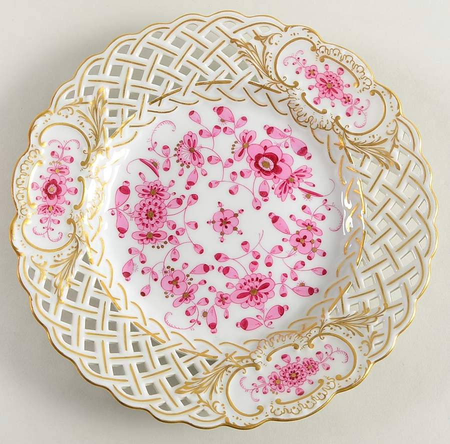 Indian Pierced Dessert/Pie Plate by Meissen (Germany)-1