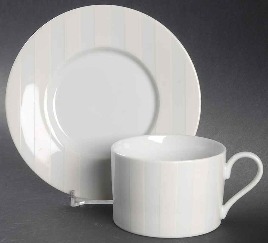 Awnings Stripe White Flat Cup & Saucer Set by Marc Blackwell-1