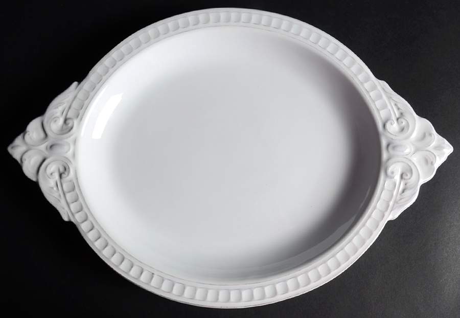 Venice White 15" Oval Serving Platter by Matceramica-1