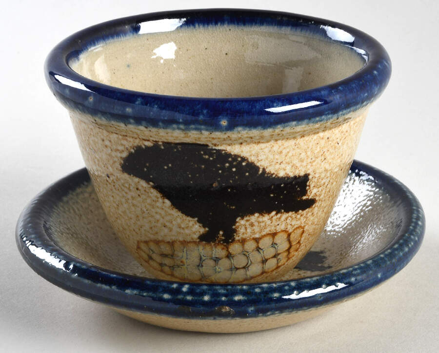 Crow 4" Flower Pot with Underplate by Monroe Salt Works-1