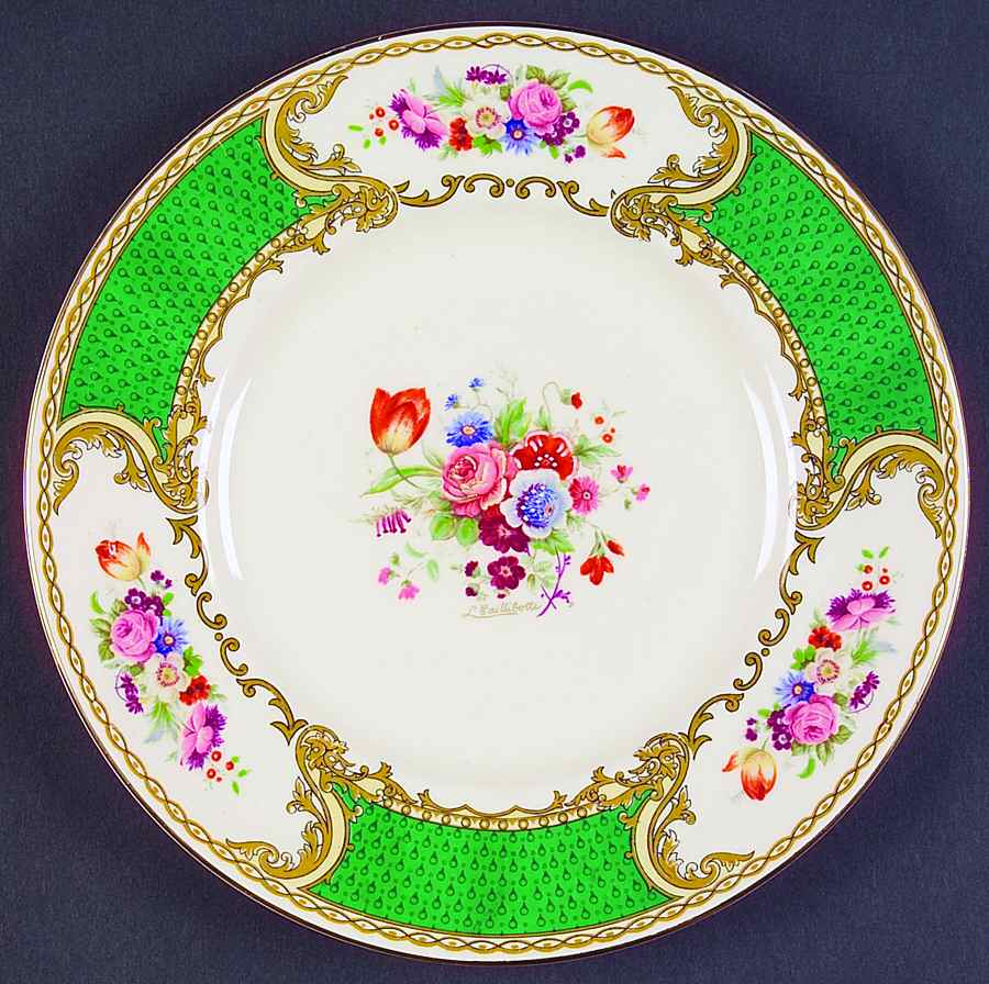 The Bouquet Green (Enameled) Salad Plate by Myott Staffordshire-1