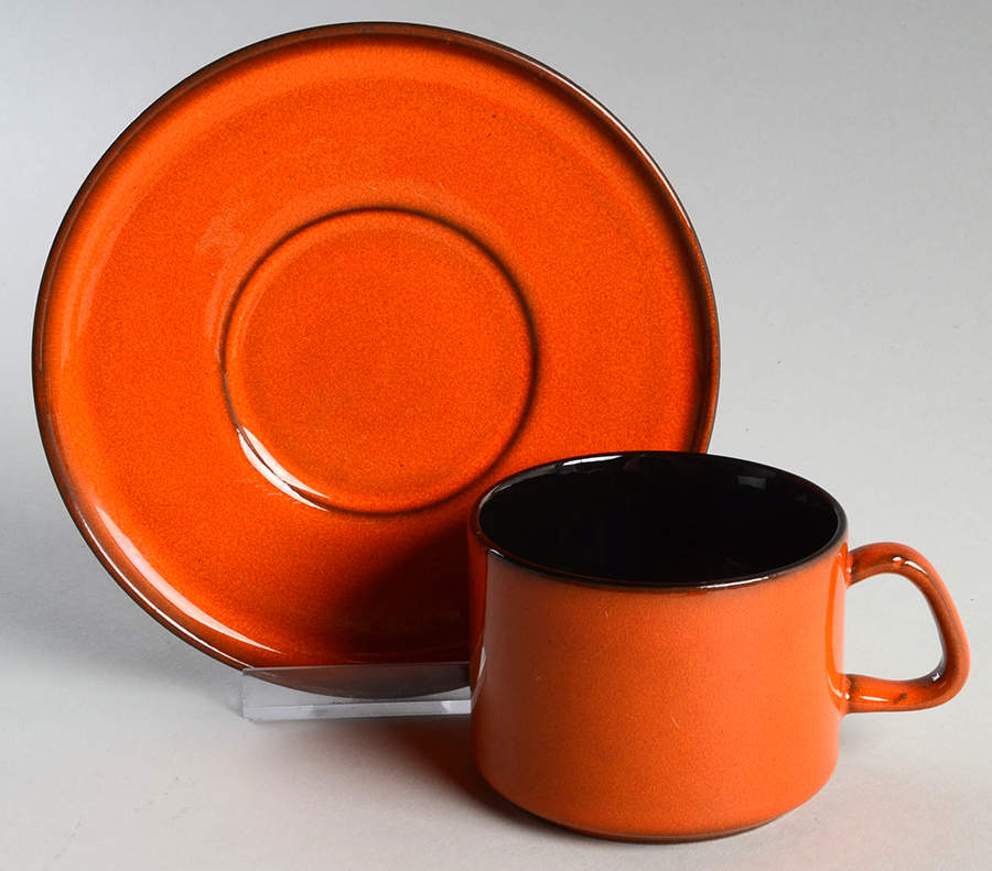 Red Orange Flat Cup & Saucer Set by Melitta-1