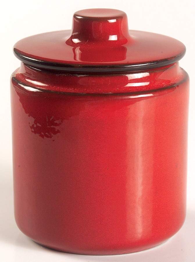 Red Orange Sugar Bowl & Lid by Melitta-1