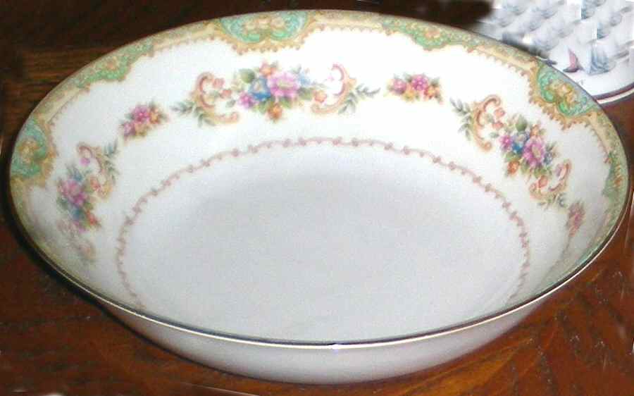 Sunnyvale (Green Border) 9" Round Vegetable Bowl by Monarch (Japan)-1