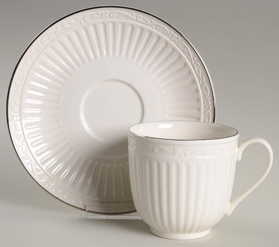 Italian Countryside Platinum Flat Cup & Saucer Set by Mikasa-1