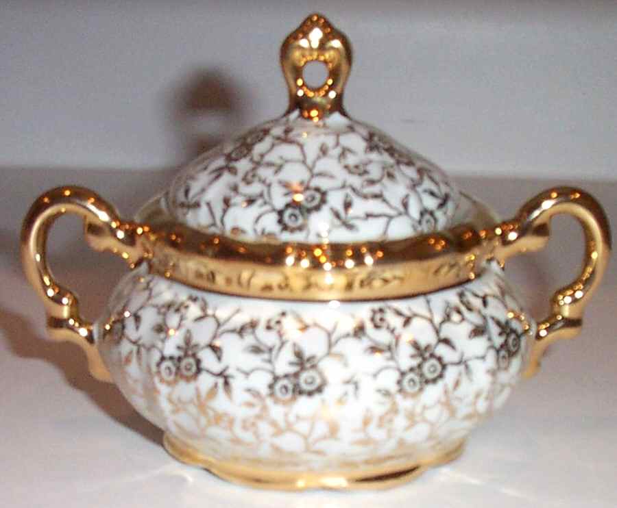 21871 Gold Sugar Bowl & Lid by Mitterteich-1