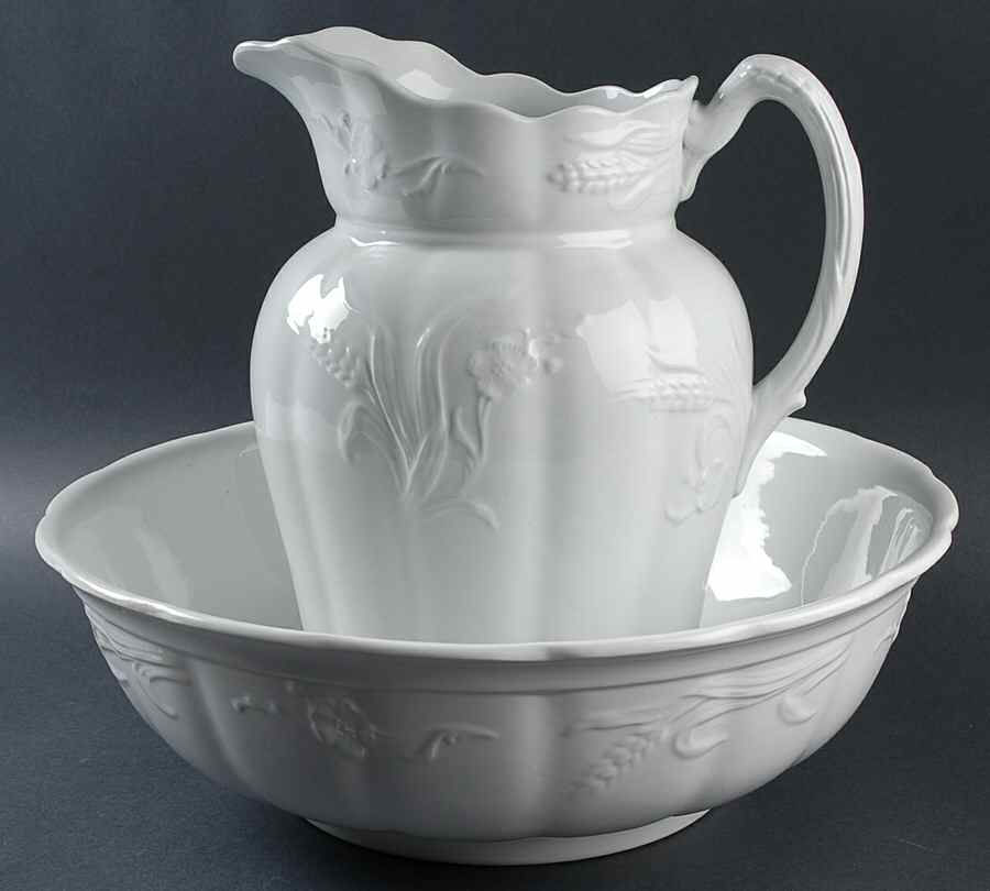 Wheat and Rose Wash Pitcher & Bowl Set by Alfred Meakin-1