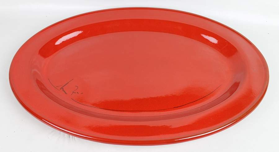 Classic Collection Red 16" Oval Serving Platter by Mamma Ro-1