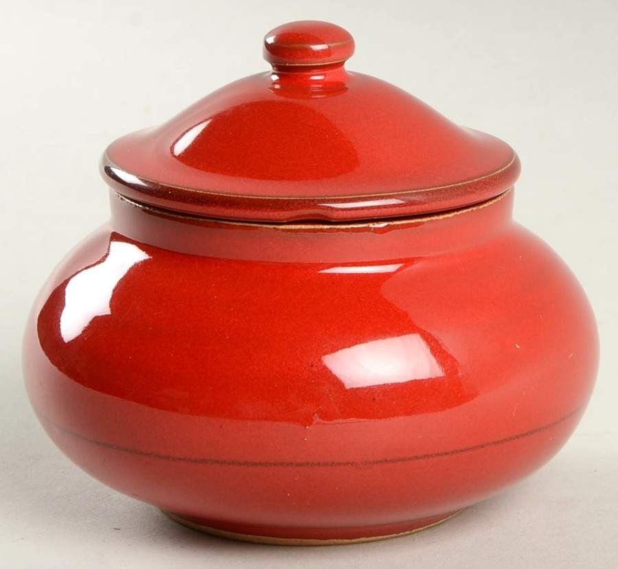 Classic Collection Red Sugar Bowl & Lid by Mamma Ro-1
