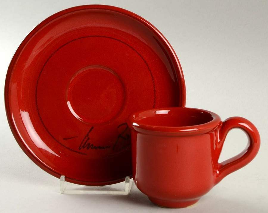 Cameo Collection Orange Flat Demitasse Cup & Saucer Set by Mamma Ro-1