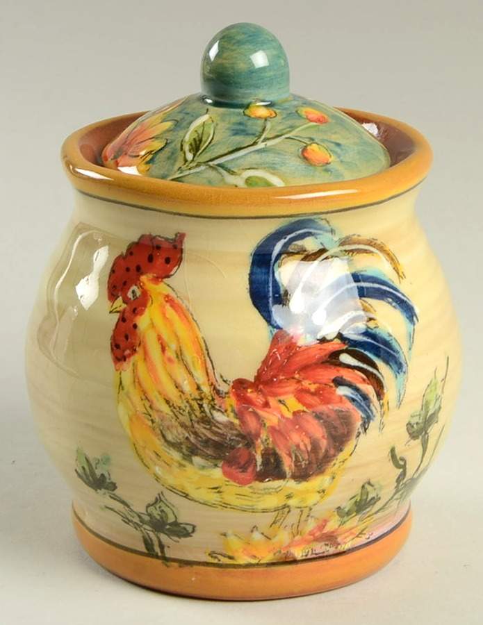Red Rooster Sugar Bowl & Lid by Maxcera Corp-1