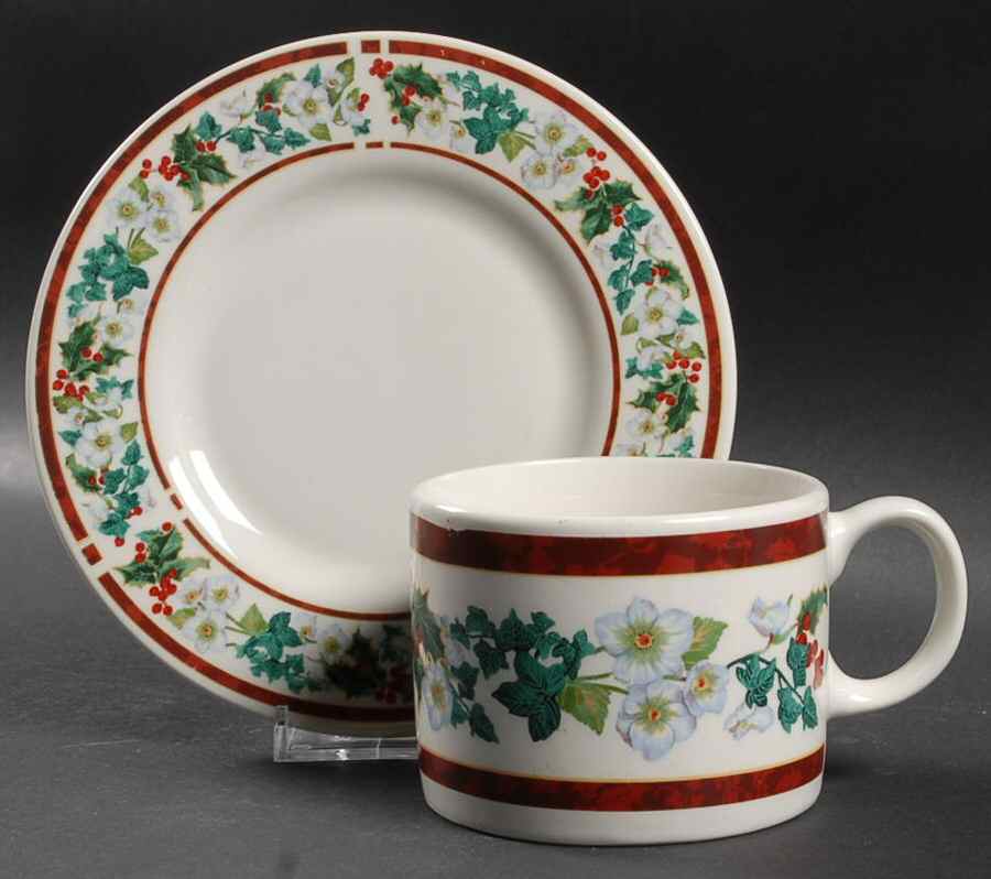 Holly Flat Cup & Saucer Set by Majesticware-1