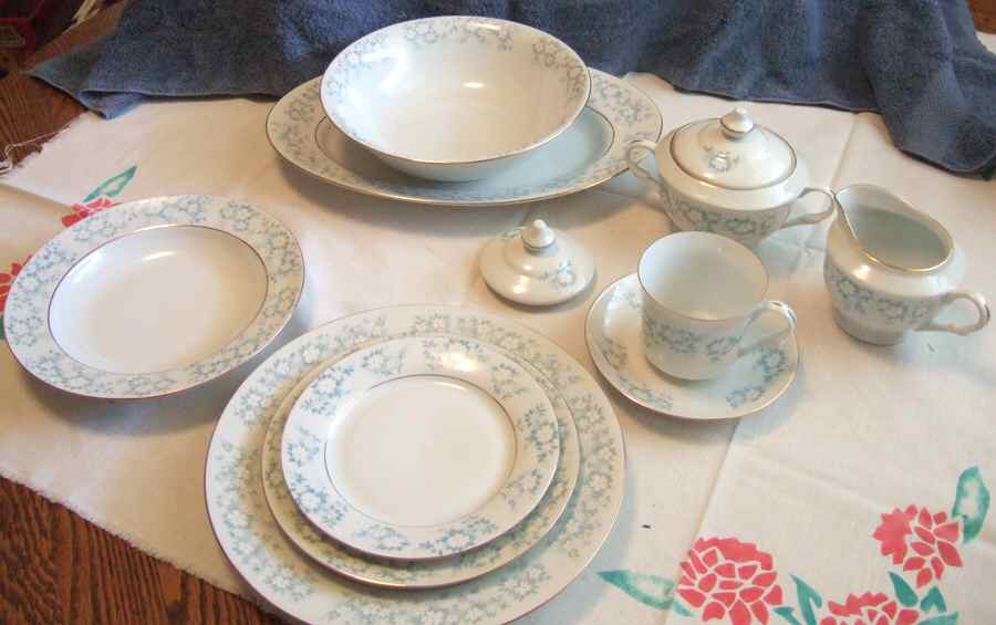 Danube (Blue White Floral) Footed Cup & Saucer Set by Montgomery Ward-1