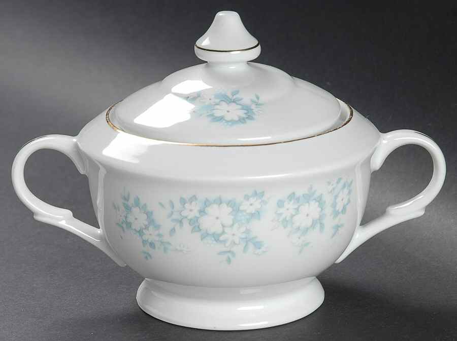 Danube (Blue White Floral) Sugar Bowl & Lid by Montgomery Ward-1