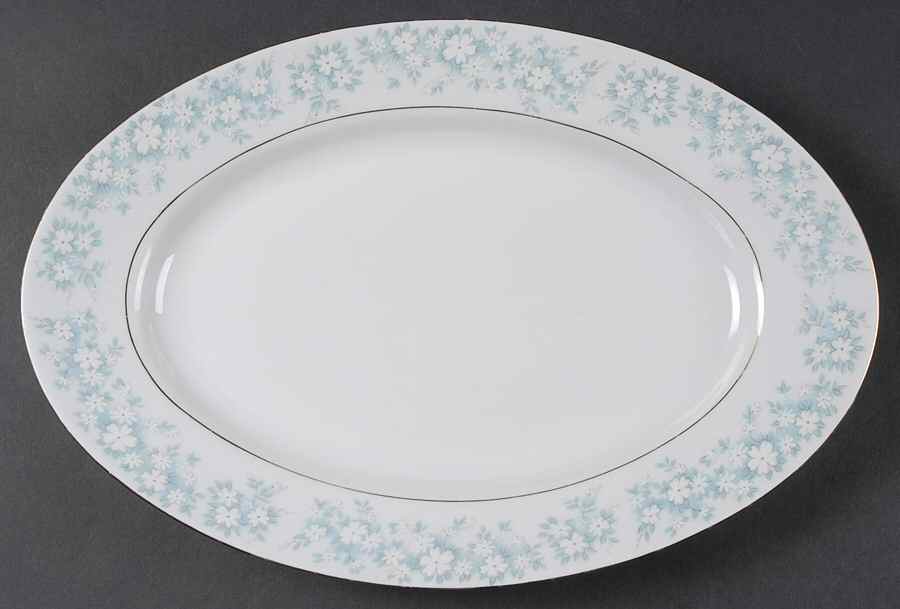 Danube (Blue White Floral) 13" Oval Serving Platter by Montgomery Ward-1